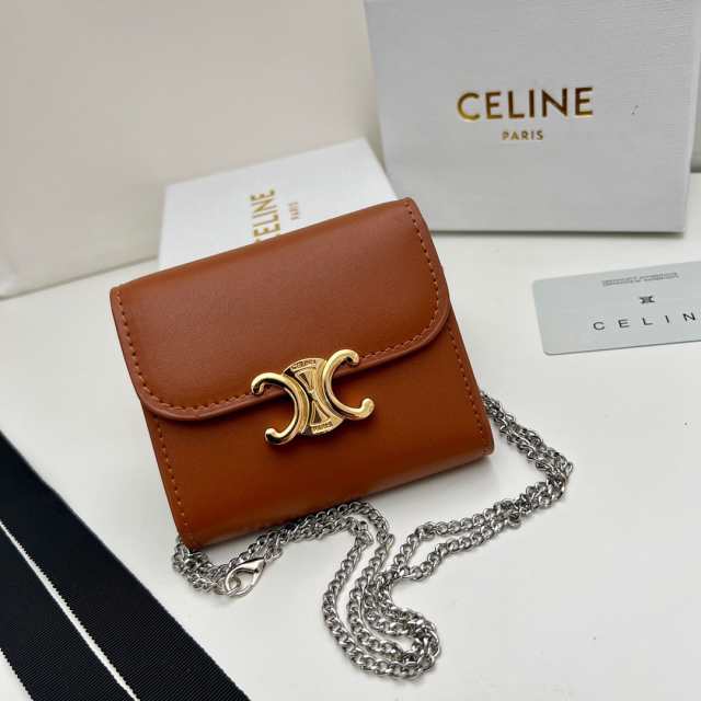 セリーヌCELINE 財布 三つ折り トリオンフ ブラウン - www